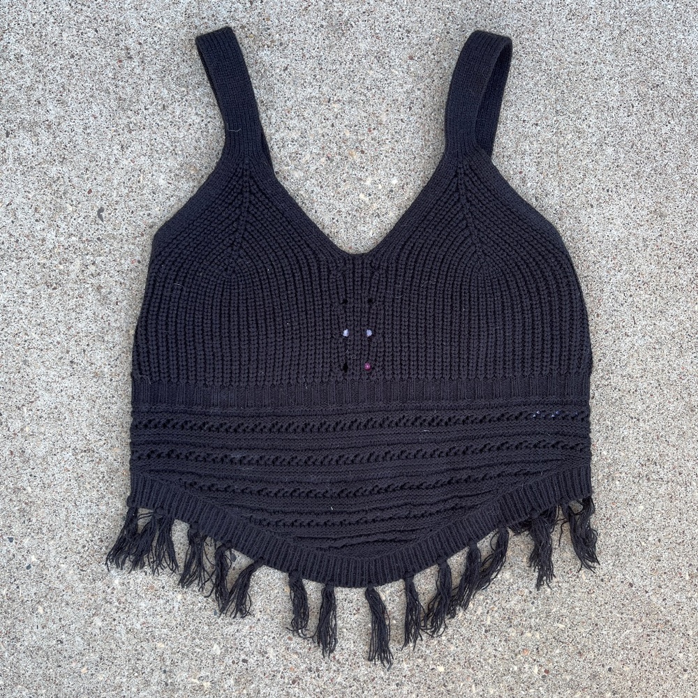 BOHO Black Crochet Crop Top